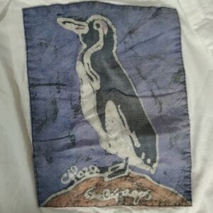 Vintage 90s Galapagos Penguin Illustration Embroidered T-Shirt